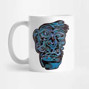 Abstract Hand Eye Face - blue version Mug